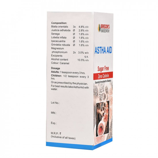 Dr. Bakshi's BAKSON'S HOMOEOPATHY Astha Aid (Sugar Free) Syrup 115ml_Pack Of 2