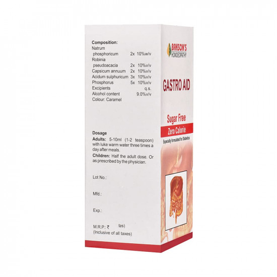 Dr. Bakshi's BAKSON'S HOMOEOPATHY Gastro Aid (Sugar Free) Syrup (115ml)