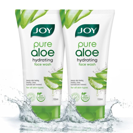 Joy Hydrating Aloe Vera Face Wash for Summers | Controls Excess Oil & Removes Dirt 150ml x 2 | Non Drying Gel Face Wash