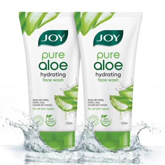 Joy Hydrating Aloe Vera Face Wash for Summers | Controls Excess Oil & Removes Dirt 150ml x 2 | Non Drying Gel Face Wash