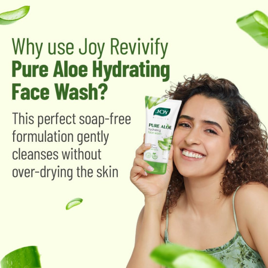 Joy Hydrating Aloe Vera Face Wash for Summers | Controls Excess Oil & Removes Dirt 150ml x 2 | Non Drying Gel Face Wash