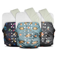 Mother Sparsh Plant Powered Cloth Diaper For Babies-Free Size|Medical Grade Fabric With 100% Organic Cotton|13 Layer Breathable Soaker With Built-In Booster Pad|Pack Of 3