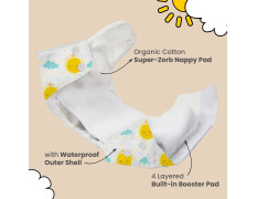 Mother Sparsh Plant Powered Cloth Diaper For Babies-Free Size|Medical Grade Fabric With 100% Organic Cotton|13 Layer Breathable Soaker With Built-In Booster Pad|Pack Of 3