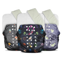 Mother Sparsh Plant Powered Cloth Diaper for Babies-Free Size | Medical Grade Fabric with 100% Organic Cotton |13 Layer Breathable Soaker With Built-In Booster Pad | Pack of 3 (Cosmic+Mush+Dipo)