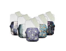 Mother Sparsh Plant Powered Cloth Diaper for Babies-Free Size | Medical Grade Fabric with 100% Organic Cotton | 13 Layer Breathable Soaker With Built-In Booster Pad | Pack of 5