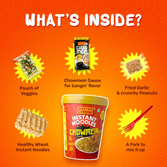 MasterChow Instant Cup Noodles - Chowmein Noodles | Whole Wheat Cup Noodles 100g