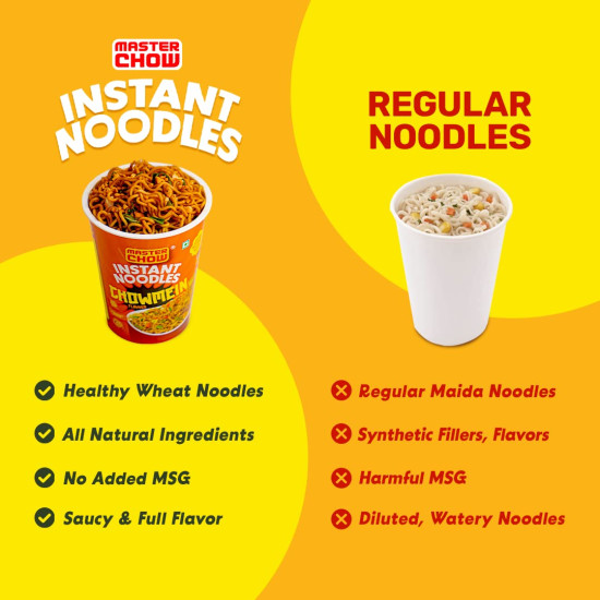 MasterChow Instant Cup Noodles - Chowmein Noodles | Whole Wheat Cup Noodles 100g