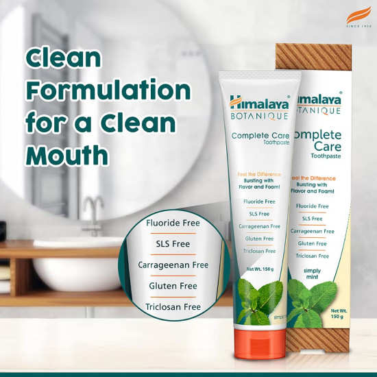 Himalaya Botanique Complete Care Toothpaste - Simply Mint | Free from Fluoride & SLS | For Fresh Breath and Clean Mouth | 150g