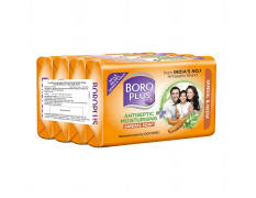 BoroPlus Antiseptic And Moisturising Bathing Sandal Soap With Sandal & Neem | 99.9% Germ And Virus Protection | For Smooth, Soft, Moisturised & Nourished Skin, 125G (Pack Of 4)