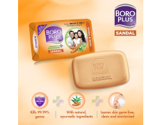 BoroPlus Antiseptic And Moisturising Bathing Sandal Soap With Sandal & Neem | 99.9% Germ And Virus Protection | For Smooth, Soft, Moisturised & Nourished Skin, 125G (Pack Of 4)