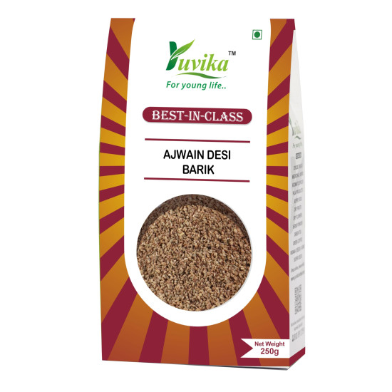 Yuvika Ajwain Desi Barik - Carom Copticum - Carom Seeds Small - Thymol - Trachyspermum Ammi - Lovage 250 Grams