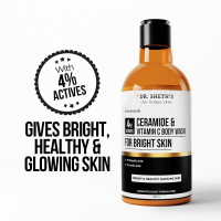Dr. Sheth's Ceramide & Vitamin C Body Wash | For Bright, Healthy & Glowing Skin | Exfoliates & Evens Skin Tone | 4% Actives (1% Lactic Acid, 1% Glycolic Acid & 2% Niacinamide) | Sulphate Free | Gentle Exfoliating Shower Gel