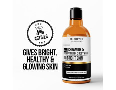 Dr. Sheth's Ceramide & Vitamin C Body Wash | For Bright, Healthy & Glowing Skin | Exfoliates & Evens Skin Tone | 4% Actives (1% Lactic Acid, 1% Glycolic Acid & 2% Niacinamide) | Sulphate Free | Gentle Exfoliating Shower Gel