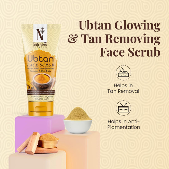 NutriGlow NATURAL'S Ubtan Face Wash (100g), Facial Kit (60g), Face Scrub (100g), Pack of 3