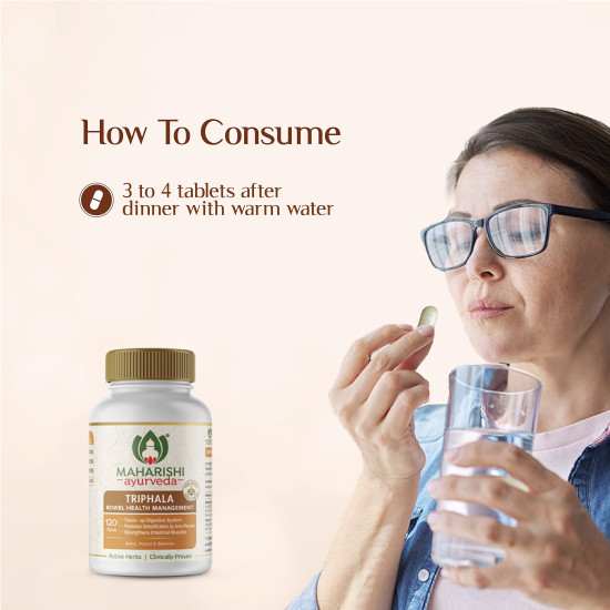 Maharishi Ayurveda Triphala Tablets 1000mg 120 Tablets | Supports Healthy Digestion | Improves Bowel Wellness| Relieves Constipation | Pure Herbs Used | (Pack of 1))