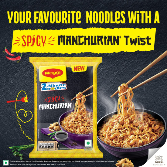 MAGGI 2-Minute Spicy Manchurian Noodles, Easy to Cook Instant Noodles, 244g