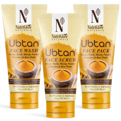 NutriGlow Natural’s Ubtan Face Wash (100g), Face Scrub (100g), Face Pack (100g), Set of 3