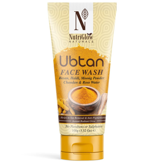 NutriGlow Natural’s Ubtan Face Wash for All Skin Types with Haldi, Chandan & Rose Water, 100g
