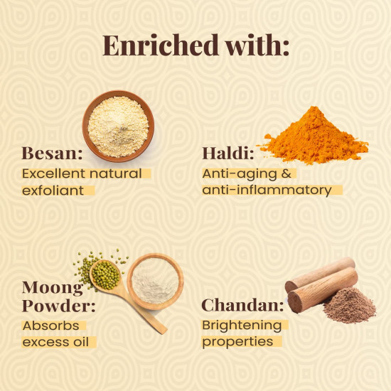 NutriGlow Natural’s Ubtan Face Wash for All Skin Types with Haldi, Chandan & Rose Water, 100g