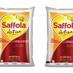 Saffola Active Refined Oil | Blend of rice bran oil and soyabean oil |Cooking Oil|Pro Weight Watchers Edible Oil 1 Litre Pouch