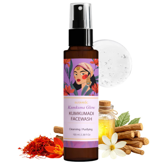 Auravedic Kumkumadi Face Wash For Dry Skin Women Men Best Facewash For Acne and Dark Spots Kumkumadi Oil Niacinamide Face Wash For Oily Skin Dry and Combination Brightening Skincare Routine