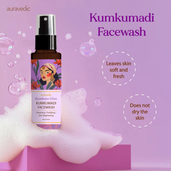 Auravedic Kumkumadi Face Wash For Dry Skin Women Men Best Facewash For Acne and Dark Spots Kumkumadi Oil Niacinamide Face Wash For Oily Skin Dry and Combination Brightening Skincare Routine