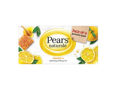 Pears Naturale Refreshing Vitamin C 4x125g Bathing Bar with Natural Vitamin C Extract | for Refreshed & Radiant glowing Skin|with goodness of 100% Natural Ingredients