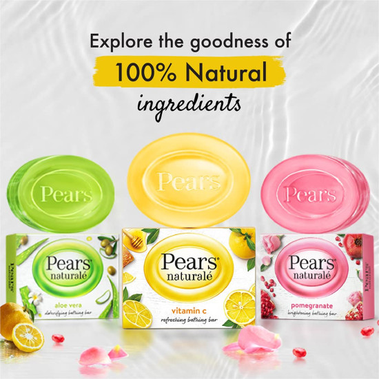 Pears Naturale Refreshing Vitamin C 4x125g Bathing Bar with Natural Vitamin C Extract | for Refreshed & Radiant glowing Skin|with goodness of 100% Natural Ingredients