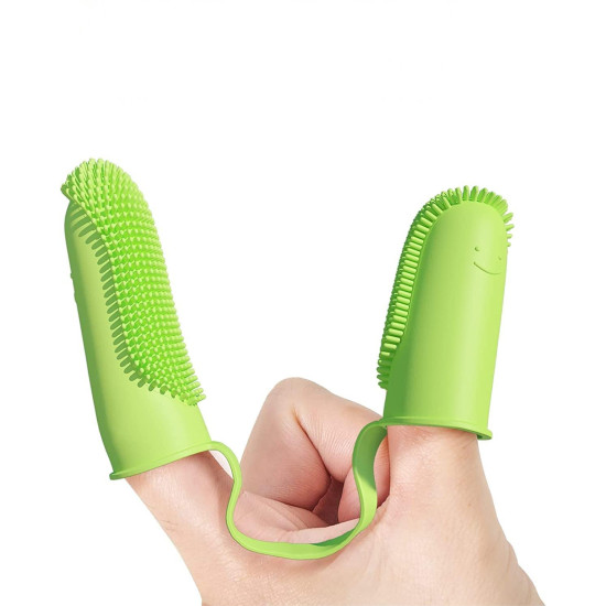 Inralimot Dog Toothbrush Cat Finger, Teeth Cleaning Set Soft Bristles for Easy Dental Care Toothbrush Suitable for Large to Small Dogs Cats and Small Pets Color: Pink or cyan,Manual, Adult