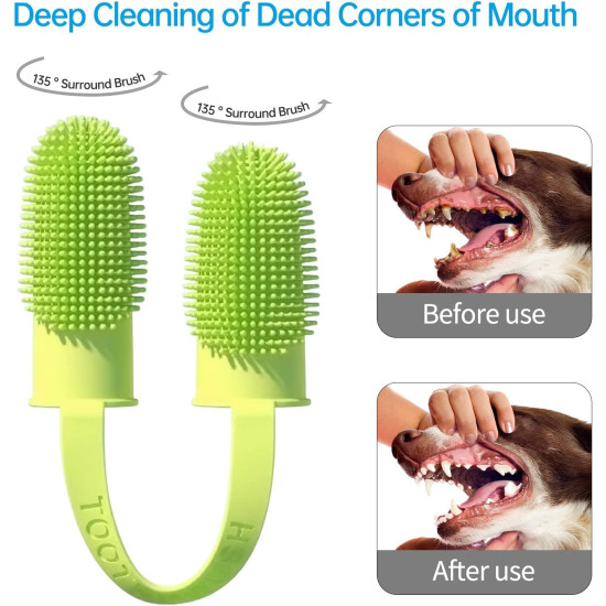 Inralimot Dog Toothbrush Cat Finger, Teeth Cleaning Set Soft Bristles for Easy Dental Care Toothbrush Suitable for Large to Small Dogs Cats and Small Pets Color: Pink or cyan,Manual, Adult