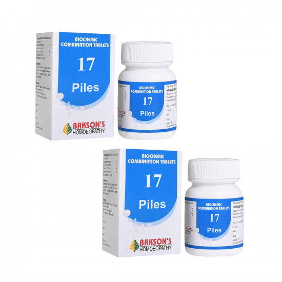 Dr. Bakshi's BAKSON'S HOMOEOPATHY Biochemic Combination Tablets # 17 (PILES) Tablets (250 Units) (Pack of 2)