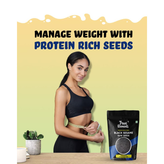 True Elements Raw Black Sesame Seeds 400gm - Black Til Seeds for Eating | Natural Black Gingelly Oil Seeds | Indian Spices for Everyday Essentials | Versatile ingridient | Antioxidant rich | Kaale Til