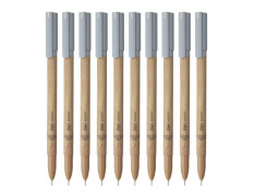 FLAIR Woody Ball Pen Wallet Pack | 0.7 mm Tip Size | Attractive Woody Design | Smooth Ink Flow System With Low-Viscosity Ink | Smudge Free Writing | Black Ink, Set Of 10 Pens