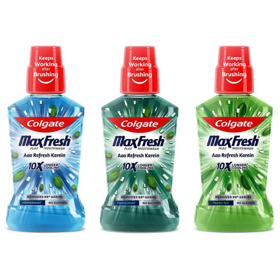 Colgate Plax Fresh Mint Mouthwash - 500 ml & Colgate Plax Fresh Tea Mouthwash - 500 ml & Colgate Plax Pepper Mint Mouthwash - 500 ml