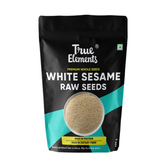 True Elements Raw White Sesame Seeds 400gm - 100% Clean and Natural White Til | Safed Til Seeds for Eating | Everyday Essentials Indian Spices | Non - GMO | Antioxidant rich |