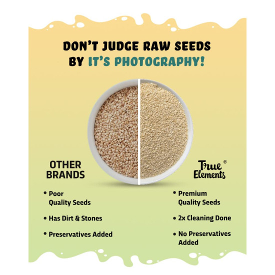 True Elements Raw White Sesame Seeds 400gm - 100% Clean and Natural White Til | Safed Til Seeds for Eating | Everyday Essentials Indian Spices | Non - GMO | Antioxidant rich |