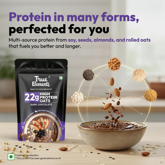 True Elements High Protein Oats 400g | 22g Protein | High Protein Rolled Oats | 100% Wholegrain | Rich in Fiber | No Added Sugar | Healthy Breakfast Cereal True Elements High Protein Oats 400g | 22g Protein | High Protein Rolled Oats | 100% Wholegrain | Rich in Fiber | No Added Sugar | Healthy Breakfast Cereal