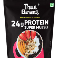 True Elements Protein Muesli 1kg - 24g Clean Protein | With 15% Millets, Almonds, Seeds & Black Currant | High Protein Breakfast Cereal | 100% Wholegrain Muesli