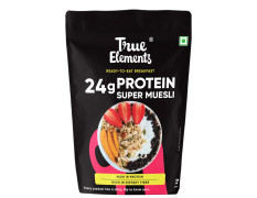 True Elements Protein Muesli 1kg - 24g Clean Protein | With 15% Millets, Almonds, Seeds & Black Currant | High Protein Breakfast Cereal | 100% Wholegrain Muesli