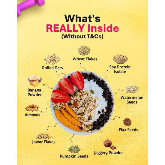 True Elements Protein Muesli 1kg - 24g Clean Protein | With 15% Millets, Almonds, Seeds & Black Currant | High Protein Breakfast Cereal | 100% Wholegrain Muesli True Elements Protein Muesli 1kg - 24g Clean Protein | With 15% Millets, Almonds, Seeds & Black Currant | High Protein Breakfast Cereal | 100% Wholegrain Muesli