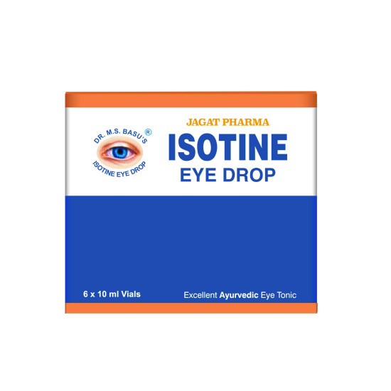 Jagat Pharma Isotine Eye Drop Palash Apamarg with 8 herbs |For Digital Screen Strain Redness Irritation Eye Pain Increased Screen Time Pollution|1 Box (10ml X 6 eye drops)