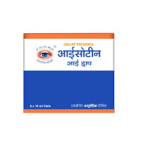 Jagat Pharma Isotine Eye Drop Palash Apamarg with 8 herbs |For Digital Screen Strain Redness Irritation Eye Pain Increased Screen Time Pollution|1 Box (10ml X 6 eye drops)