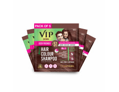 VIP Hair Colour Shampoo - Brown | Ammonia Free Hair Colour for Men and Women | 20ml (Pack of 5)
