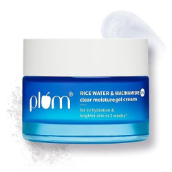 Plum 2% Niacinamide & Rice Water Superlight Gel Cream Moisturizer for Face | Oil-Free Hydration | Brightens, Fades Blemishes | Dermat-Tested | All Skin Types | Women & Men | 100% Vegan | 50 g