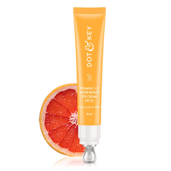 Dot & Key Vitamin C + E Super Bright Under Eye Cream | Fades Dark Circles & Pigmentation | Boosts Collages & Skin Firmness | For Glowing Even Toned Skin | Reduces Puffiness | For All Skin Types | 20ml