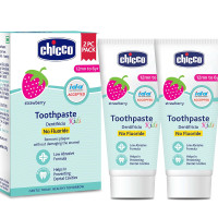 Chicco Toothpaste for Kids, Best for Baby (1y-6y), Strawberry Flavour, 50g (Pack of 2) | Fluoride-Free & Low Abrasive | Removes Plaque, Helps Prevent Cavities | IDA Accepted