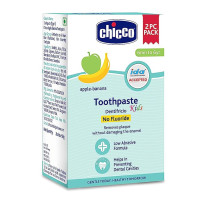 Chicco Toothpaste for Kids, Best for Baby (6m-6y), Apple-Banana Flavour, 50g (Pack of 2) | Fluoride-Free & Low Abrasive | Removes Plaque, Helps Prevent Cavities | IDA Accepted