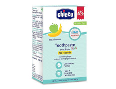 Chicco Toothpaste for Kids, Best for Baby (6m-6y), Apple-Banana Flavour, 50g (Pack of 2) | Fluoride-Free & Low Abrasive | Removes Plaque, Helps Prevent Cavities | IDA Accepted