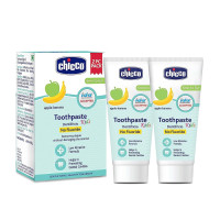 Chicco Toothpaste for Kids, Best for Baby (6m-6y), Apple-Banana Flavour, 50g (Pack of 2) | Fluoride-Free & Low Abrasive | Removes Plaque, Helps Prevent Cavities | IDA Accepted