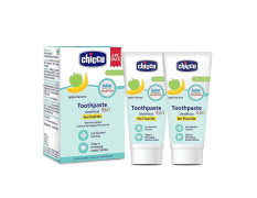 Chicco Toothpaste for Kids, Best for Baby (6m-6y), Apple-Banana Flavour, 50g (Pack of 2) | Fluoride-Free & Low Abrasive | Removes Plaque, Helps Prevent Cavities | IDA Accepted
